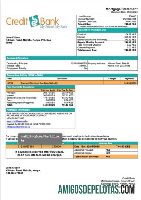 Profesional Kenya Kredit bank Hipotik laporan Word and PDF templat