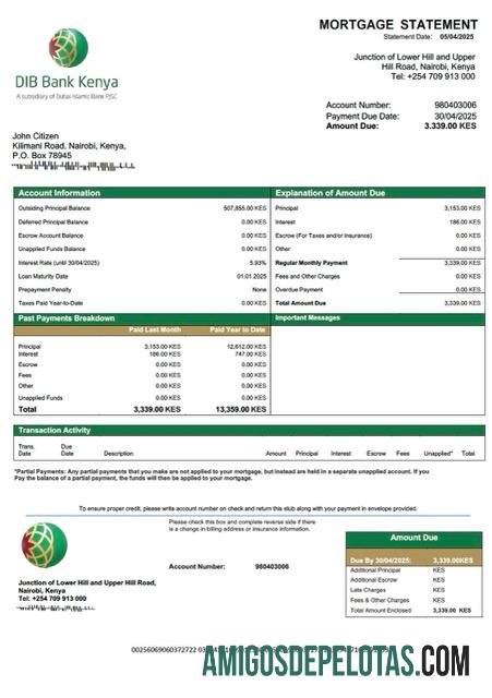 Premium Kenya DIB bank Kenya Hipotik laporan Word and PDF templat