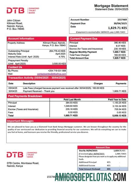 Profesional Kenya Diamond Trust bank Kenya Hipotik laporan Word and PDF templat