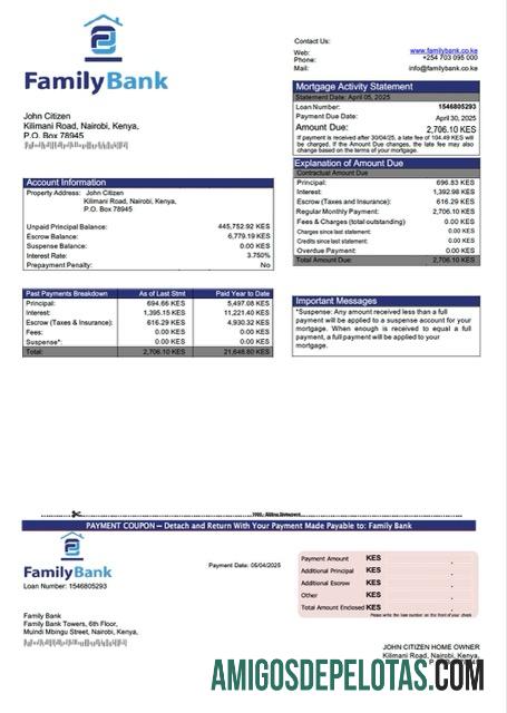 Dapat Diedit Kenya Family bank Hipotik laporan Word and PDF templat