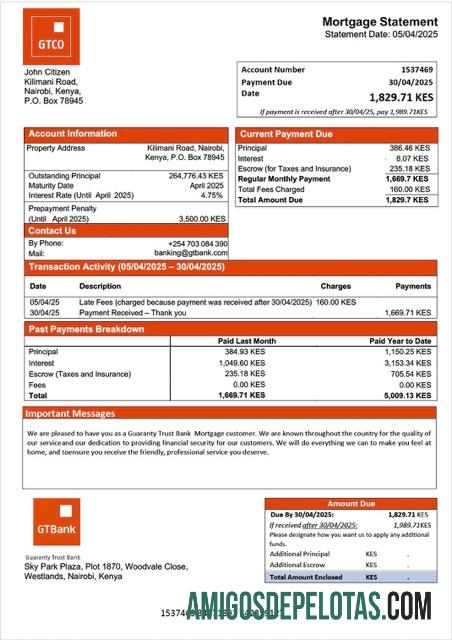 Realistis Kenya Guaranty Trust bank Hipotik laporan Word and PDF templat