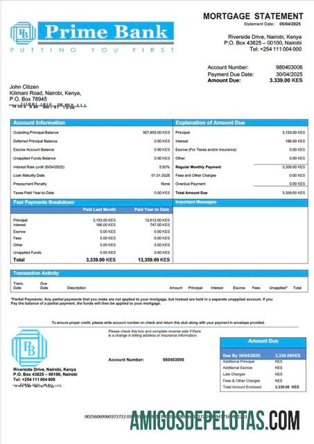 Berkualitas Kenya Prime bank Hipotik laporan Word and PDF templat