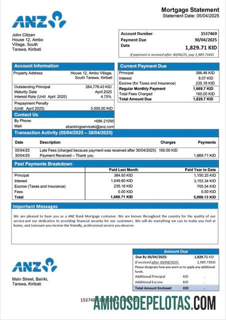 Premium Kiribati┬áANZ bank Hipotik laporan Word and PDF templat