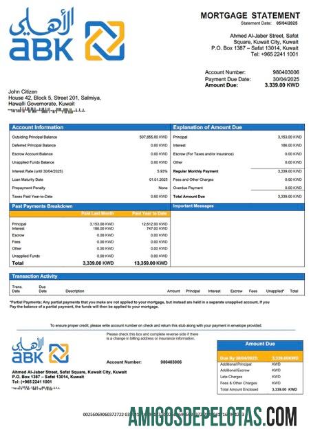 Profesional Kuwait Al Ahli bank of Kuwait Hipotik laporan Word and PDF templat