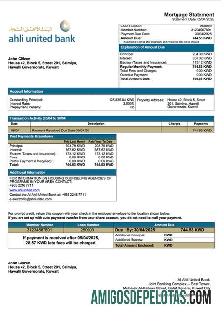 Dapat Diedit Kuwait Al Ahli United bank Hipotik laporan Word and PDF templat