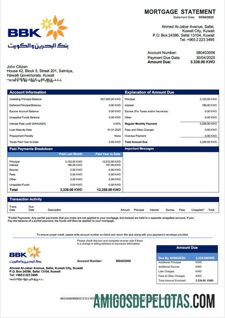 Realistis Kuwait bank of Bahrain and Kuwait Hipotik laporan Word and PDF templat