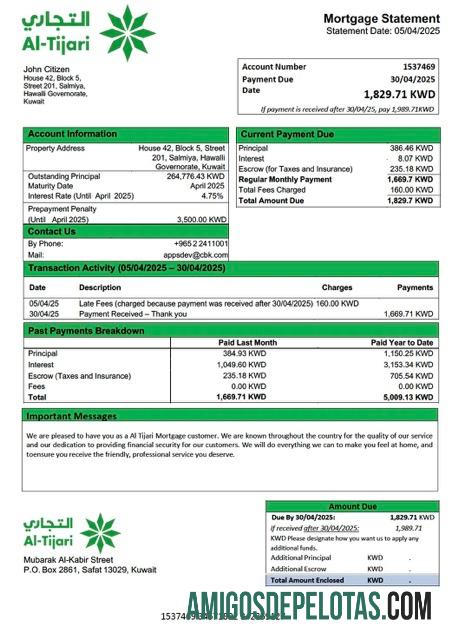 Profesional Kuwait komersial bank of Kuwait (Al Tijari) Hipotik laporan Word and PDF templat
