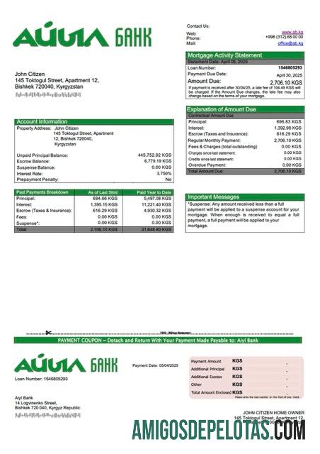 Premium Kirgizstan Aiyl bank Hipotik laporan Word and PDF templat