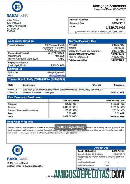 Premium Kirgizstan Bakai bank Hipotik laporan Word and PDF templat