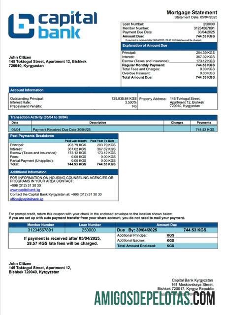 Profesional Kirgizstan Capital bank Kirgizstan Hipotik laporan Word and PDF templat