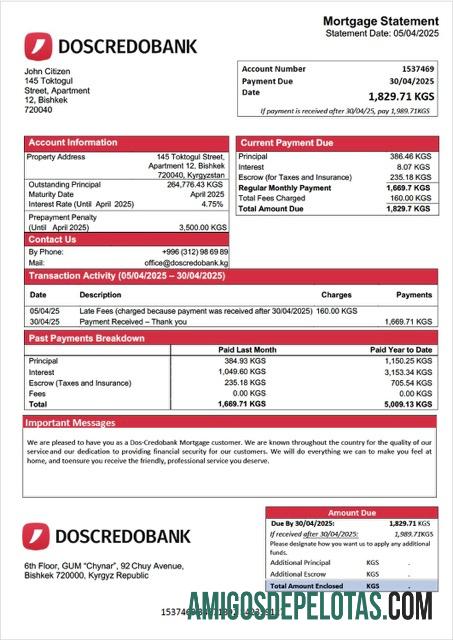 Berkualitas Kirgizstan Dos Credobank Hipotik laporan Word and PDF templat