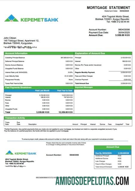 Dapat Diedit Kirgizstan Keremetbank┬áHipotik laporan Word and PDF templat