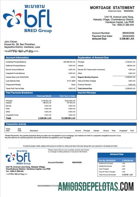 Premium Laos Banque Franco Lao Hipotik laporan Word and PDF templat
