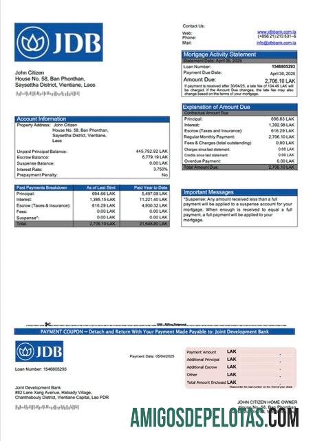 Berkualitas Laos Joint Development bank Hipotik laporan Word and PDF templat