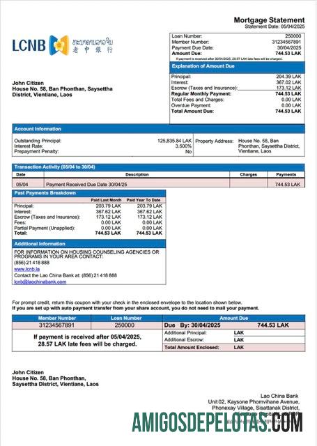 Realistis Laos Lao Tiongkok bank Hipotik laporan Word and PDF templat