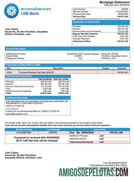 Premium Laos Lao Development bank Hipotik laporan Word and PDF templat