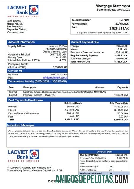 Profesional Laos Lao Viet bank Hipotik laporan Word and PDF templat