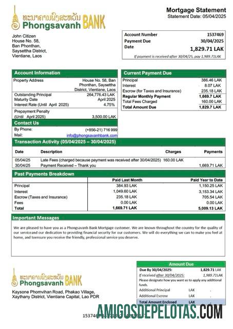 Premium Laos Phongsavanh bank Hipotik laporan Word and PDF templat