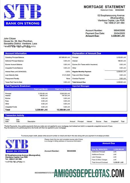 Realistis Laos ST bank Hipotik laporan Word and PDF templat