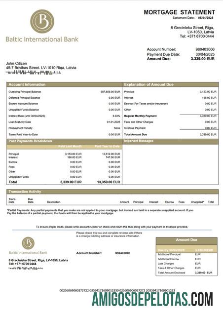 Profesional Latvia Baltic International bank SE┬áHipotik laporan Word and PDF templat