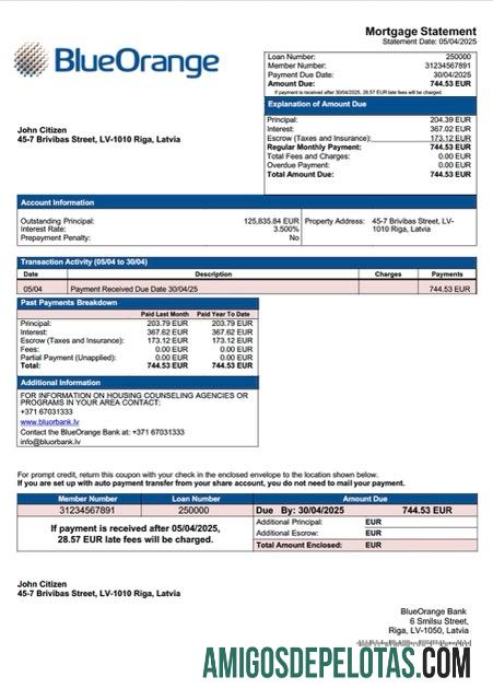 Profesional Latvia BlueOrange bank Hipotik laporan Word and PDF templat