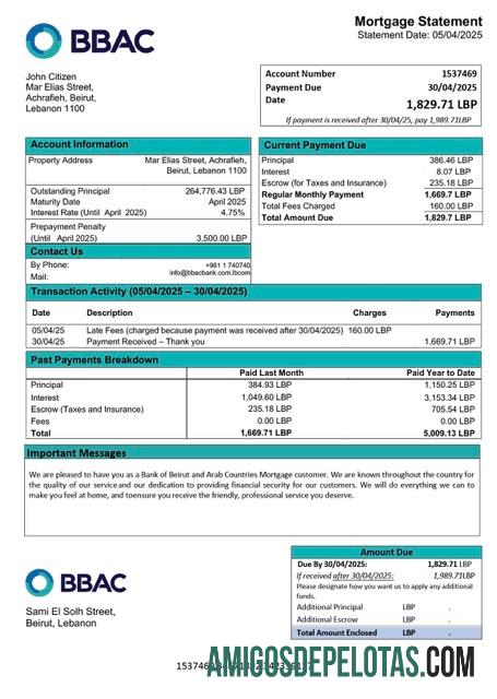 Premium Lebanon bank of Beirut and Arab Countries (BBAC) Hipotik laporan Word and PDF templat
