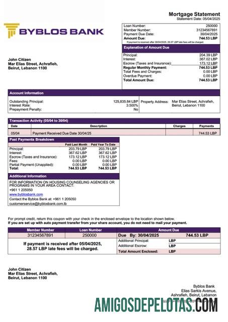 Berkualitas Lebanon Byblos bank Hipotik laporan Word and PDF templat