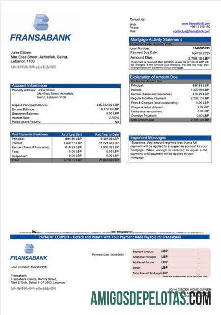 Dapat Diedit Lebanon Fransabank┬áHipotik laporan Word and PDF templat