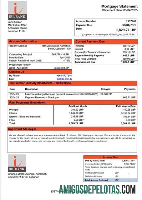 Profesional Lebanon Intercontinental bank of Lebanon (IBL)┬áHipotik laporan Word and PDF templat