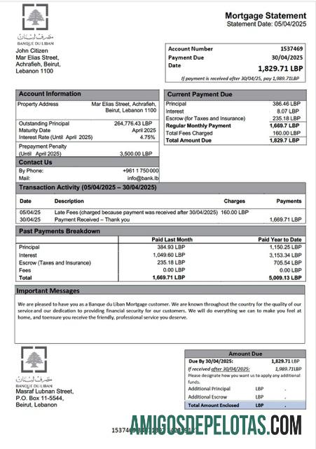 Profesional Lebanon┬áBanque du Liban Hipotik laporan Word and PDF templat