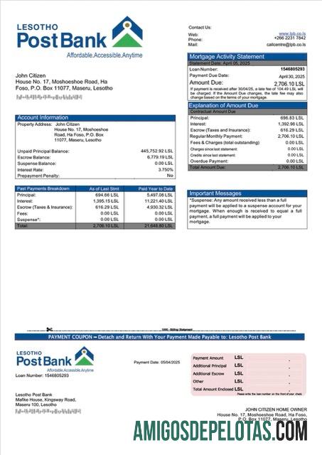 Berkualitas Lesotho Post bank Hipotik laporan Word and PDF templat