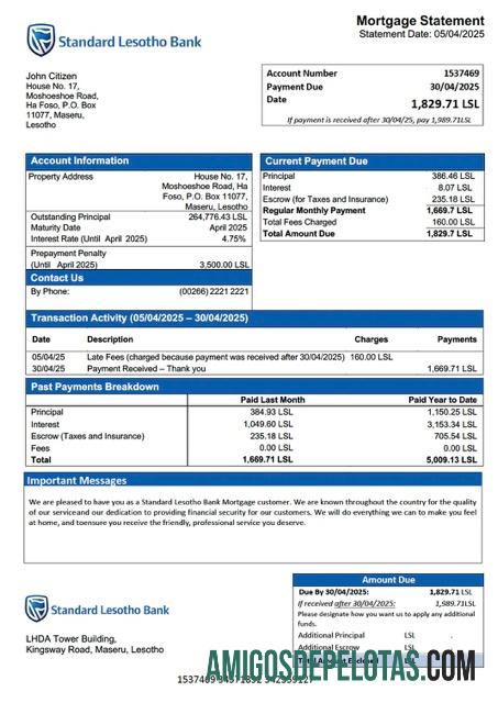Dapat Diedit Lesotho standar Lesotho bank Hipotik laporan Word and PDF templat