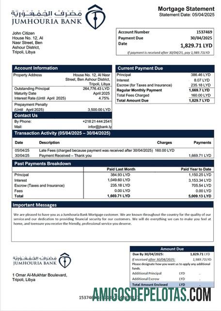 Berkualitas Libya Jumhouria bank Hipotik laporan Word and PDF templat