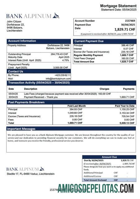 Profesional Liechtenstein bank Alpinum Hipotik laporan Word and PDF templat
