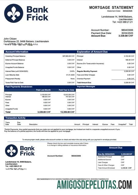 Realistis Liechtenstein bank Frick & Co Hipotik laporan Word and PDF templat