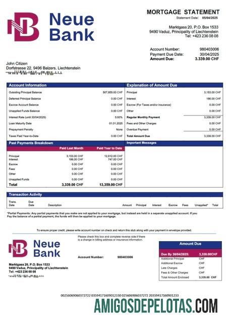 Profesional Liechtenstein Neue bank Hipotik laporan Word and PDF templat