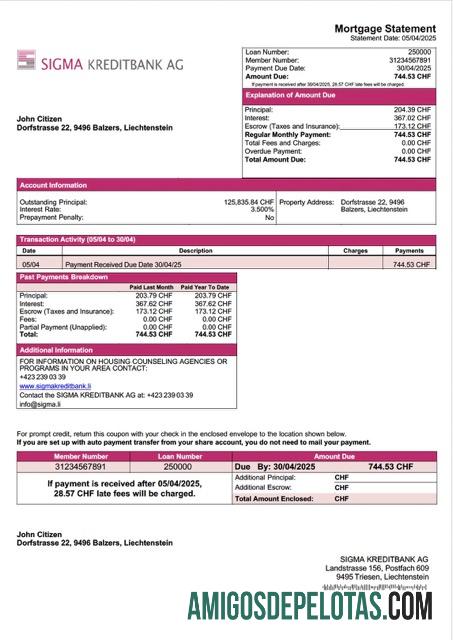 Premium Liechtenstein SIGMA KREDITBANK AG Hipotik laporan Word and PDF templat