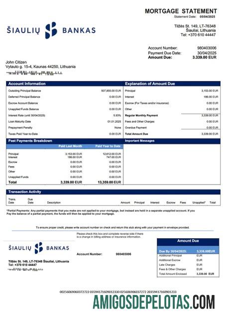 Premium Lituania AB S╠îiauliu╠¿ bankas Hipotik laporan Word and PDF templat