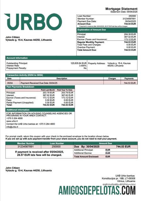 Premium Lituania UAB Urbo bankas Hipotik laporan Word and PDF templat