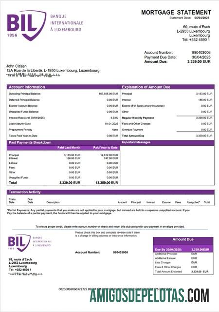 Dapat Diedit Luksemburg Banque Internationale a╠Ç Luksemburg Hipotik laporan Word and PDF templat