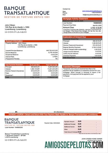 Realistis Luksemburg Banque Transatlantique Luksemburg Hipotik laporan Word and PDF templat