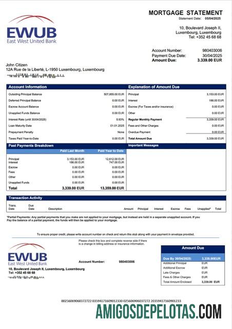 Premium Luksemburg East West United bank Hipotik laporan Word and PDF templat