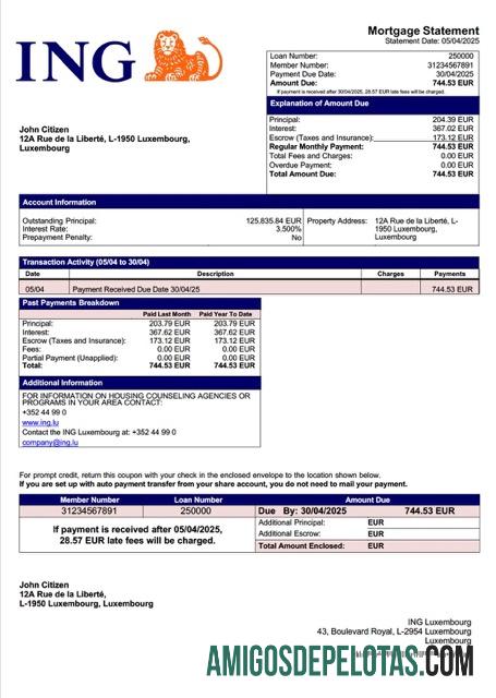 Realistis Luksemburg ING Luksemburg Hipotik laporan Word and PDF templat