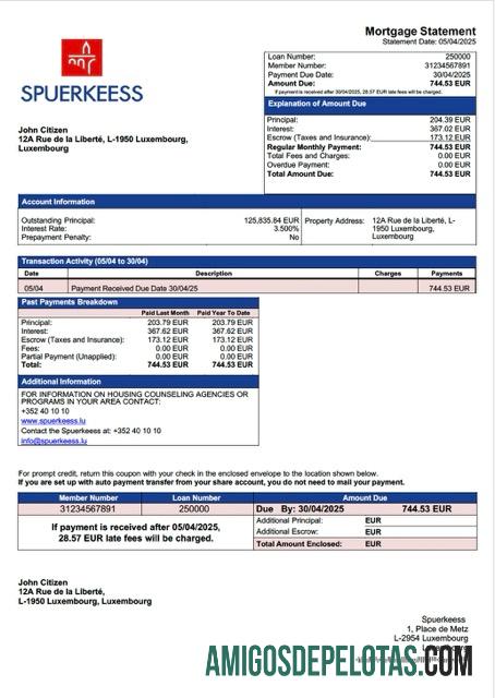 Dapat Diedit Luksemburg Spuerkeess bank Hipotik laporan Word and PDF templat