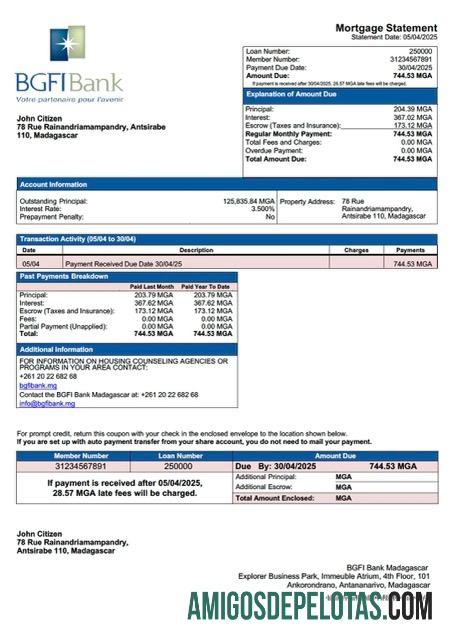 Dapat Diedit Madagaskar BGFI bank Madagaskar Hipotik laporan Word and PDF templat