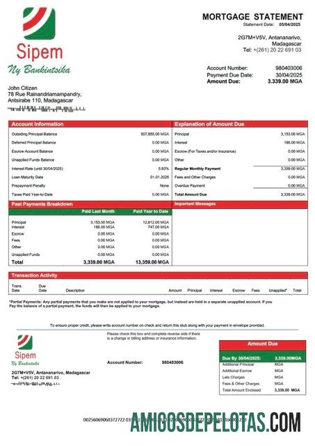Realistis Madagaskar SIPEM Banque Hipotik laporan Word and PDF templat