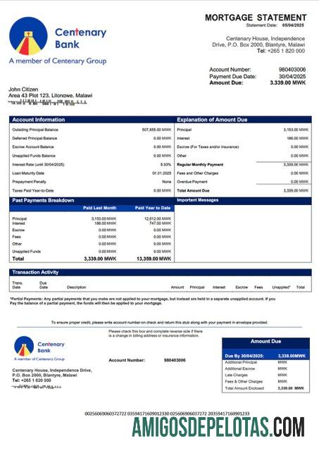 Berkualitas Malawi Centenary bank Malawi Hipotik laporan Word and PDF templat