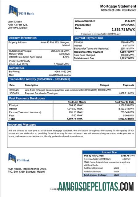 Profesional Malawi FDH bank Hipotik laporan Word and PDF templat