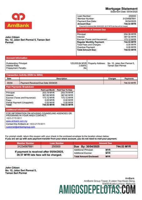 Premium Malaysia AmBank Hipotik laporan Word and PDF templat