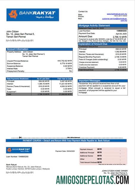 Realistis Malaysia bank Rakyat Hipotik laporan Word and PDF templat